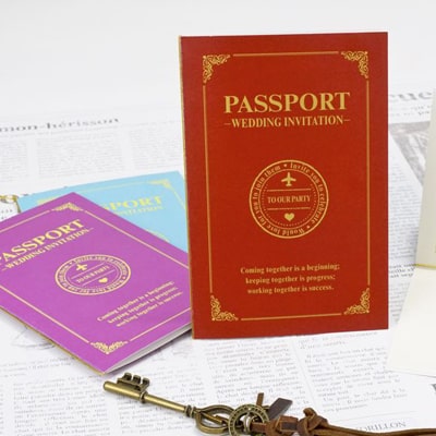 アンシェウェディング招待状「WEDDING PASSPORT(RED)」