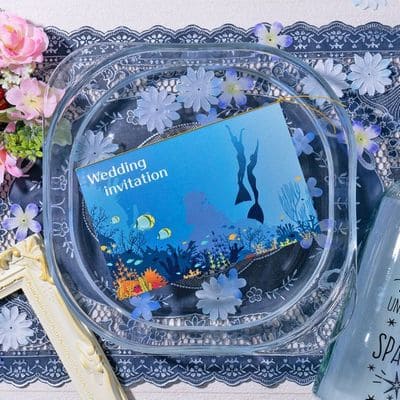 アンシェウェディング招待状「blue mermaid-ダイビング-」