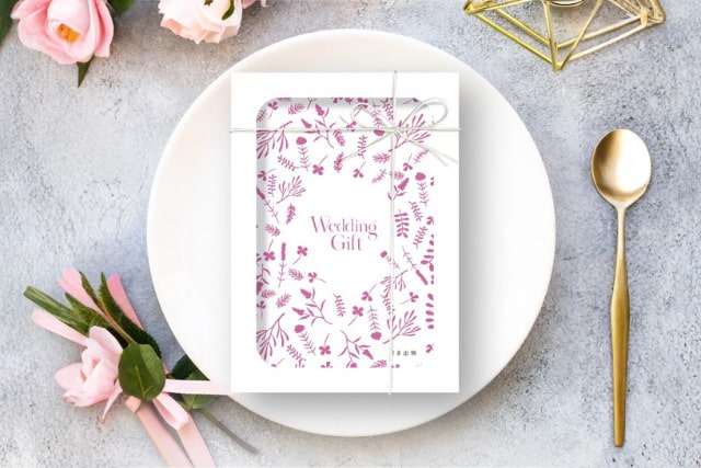 引き出物カード「フルール／ピンクゴールド」