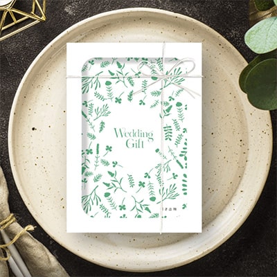 引き出物カード「FLEUR グリーンゴールド」