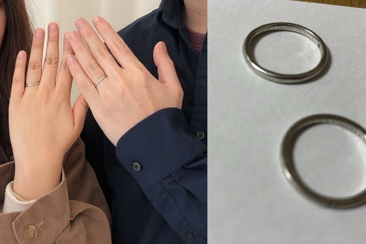 しおはじさんの結婚指輪（4℃）と婚約指輪（ビジュピコ）